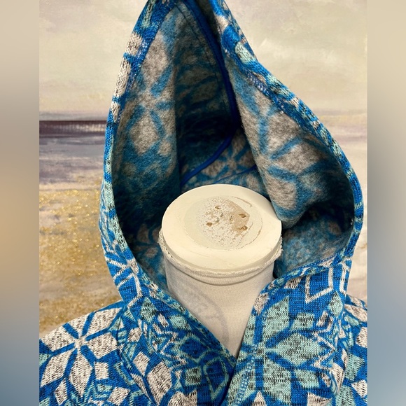 TALBOT Fleece Hoodie, Long Sleeve, Blue/Turquoise Size L - Picture 4 of 13